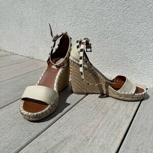Valentino Garavani Rockstud espadrille Wedge sandal size 8